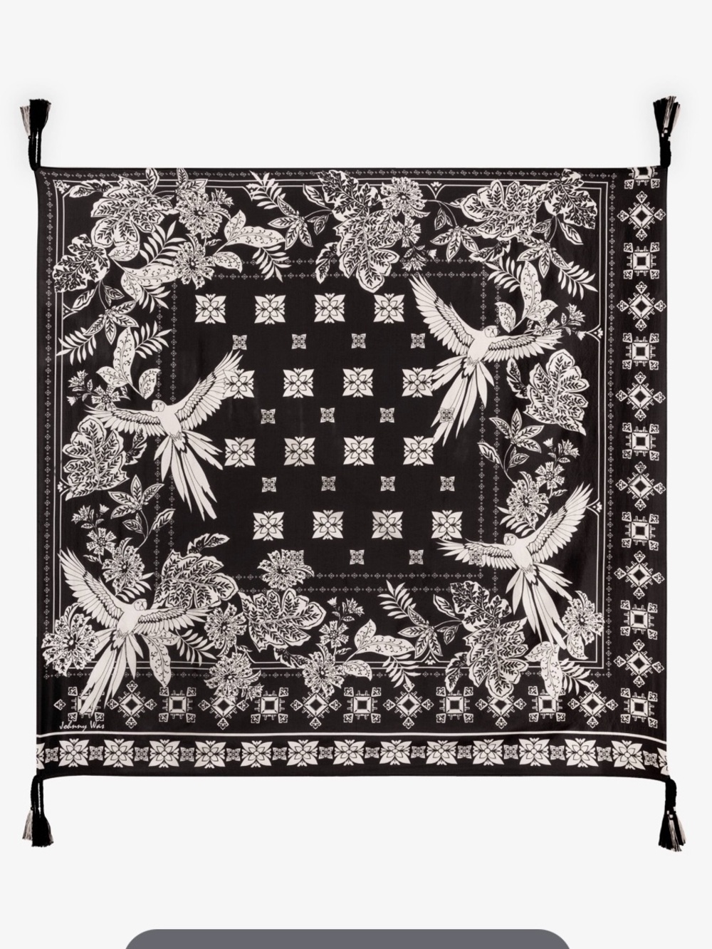 Johnny Was Myna Parrots printed scarf